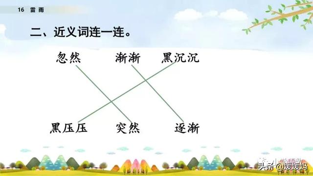 形容闪电的词语，描写闪电的四字词语（二年级下册语文课文16《雷雨》图文详解及同步练习）