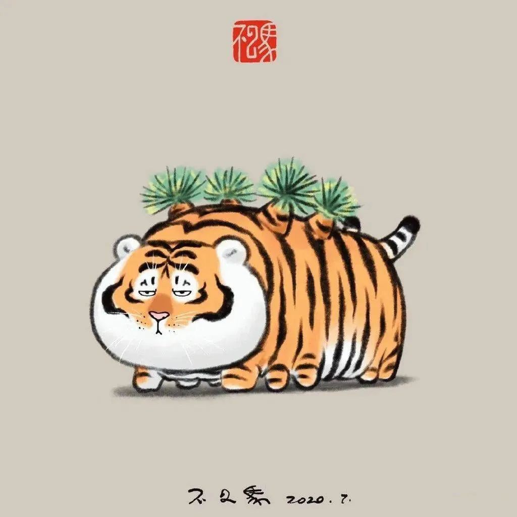 2022虎年新年简笔画,他把猛虎画成治愈人心灵的萌虎 - 以定网