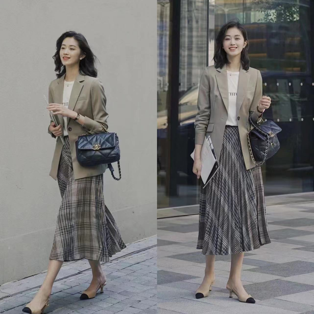 西装裙怎样搭衣服好看，西装裙内搭什么好看（打造“娘man”风）
