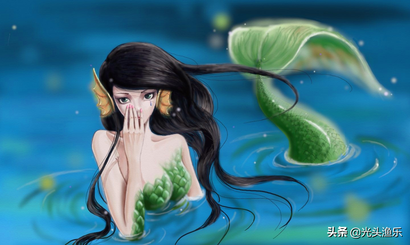 传说美人鱼以腰部为界,大多数为美丽的少女形象,上半身为人,下半身