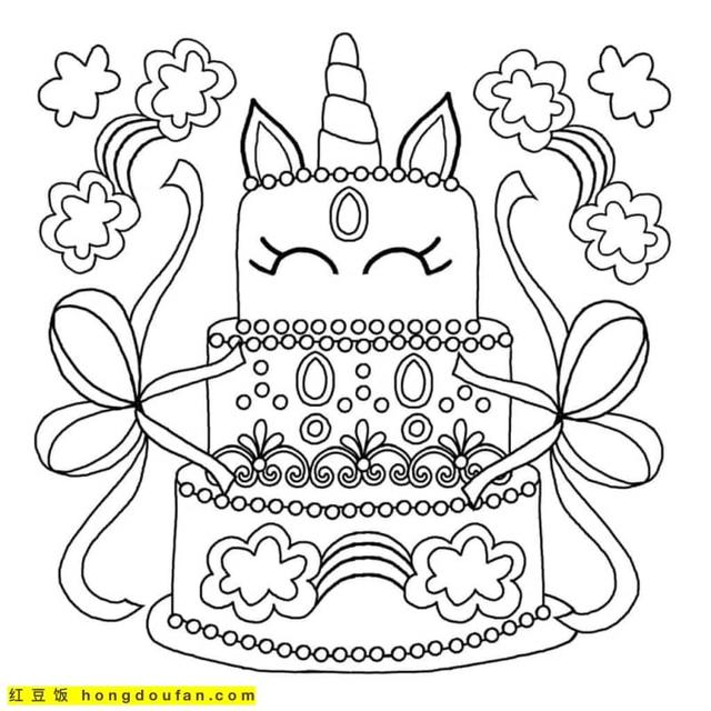 蛋糕简笔画图片，简笔画蛋糕怎么画（10张生日蛋糕卡通涂色简笔画）