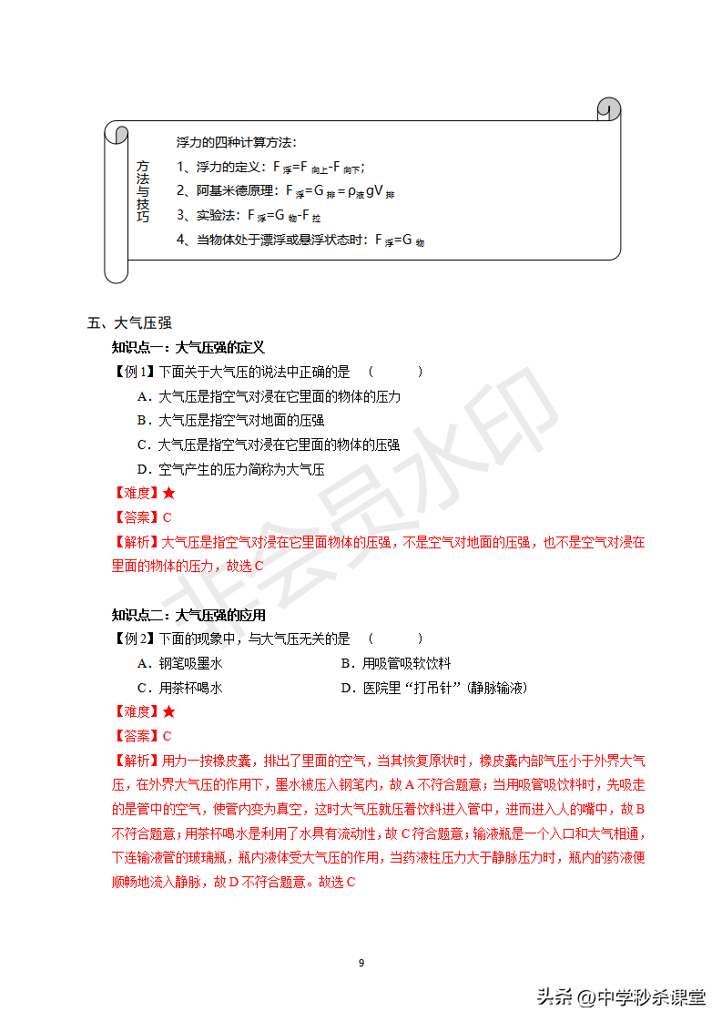 p=f/s是什么公式，p=f/s是什么公式f是什么（一轮复习六 压强）