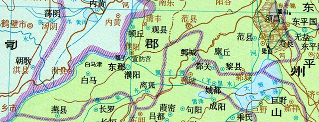 黄河沿线示意图，流经地涵盖了河北省中南部