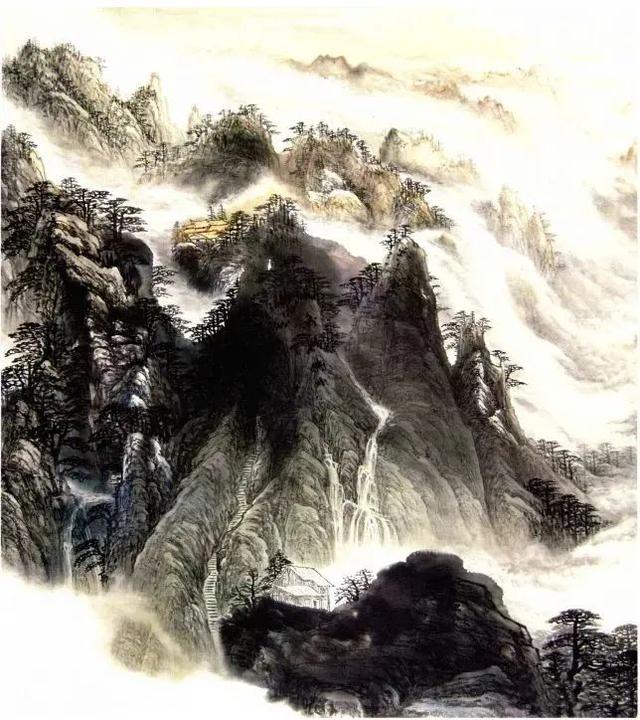 国画山的画法步骤，山水画的山的画法步骤（《山随白云去无际图》画法示范）