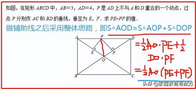 矩形对角线性质，等腰三角形的性质（初二数学下矩形中动点问题求距离之和）