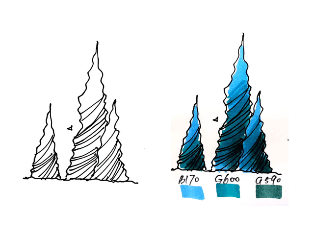 大树的画法简单又漂亮，简单大树的手绘画法（八种超简单背景树的画法+上色）