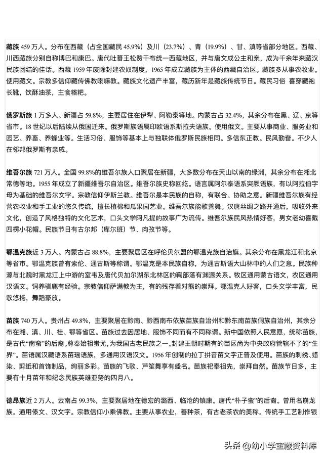 56个民族都有什么族，中国56个民族介绍