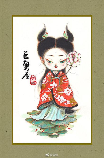十二星座简笔画古风,12星座古风美人(每日古风画师推荐:茶狄)