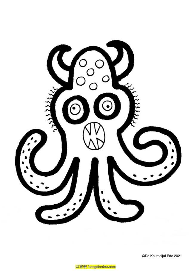 小怪兽简笔画教程，小怪兽简笔画教程图片（15张病毒小怪兽卡通幼儿简笔画）