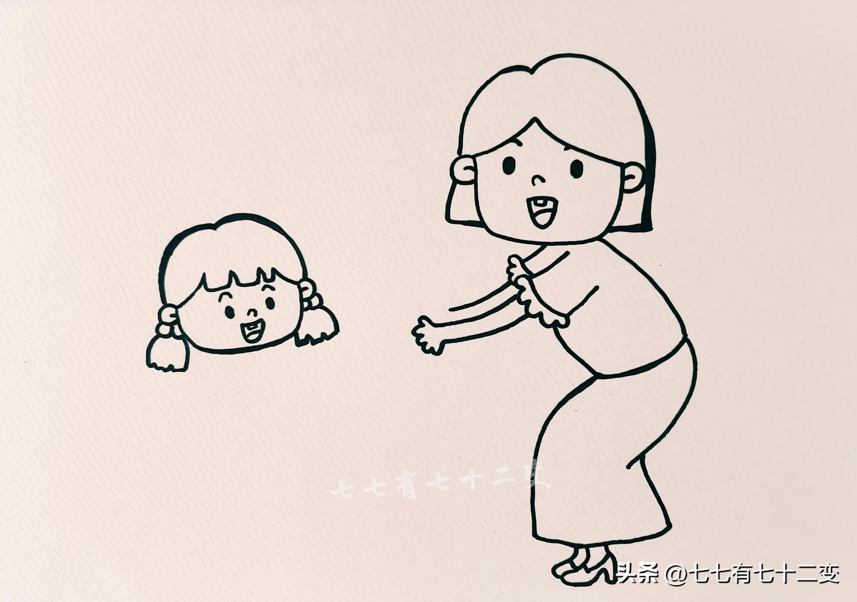 母亲的简笔画 简单漂亮,女神节创意画 - 玉三网