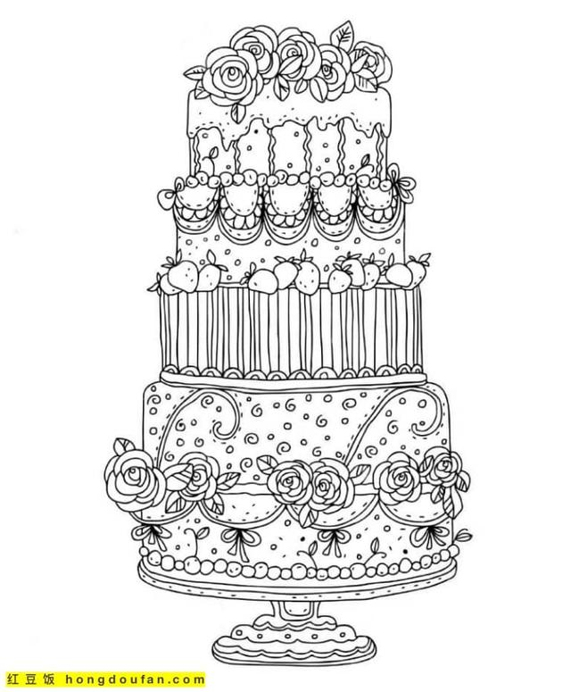 蛋糕简笔画图片，简笔画蛋糕怎么画（10张生日蛋糕卡通涂色简笔画）