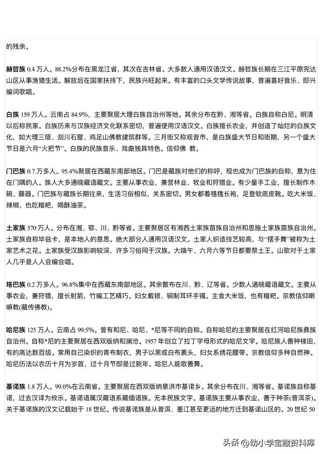 56个民族都有什么族，中国56个民族介绍