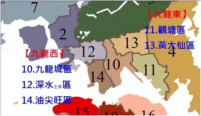 香港区域划分图，香港几个区（住港岛、九龙or新界）