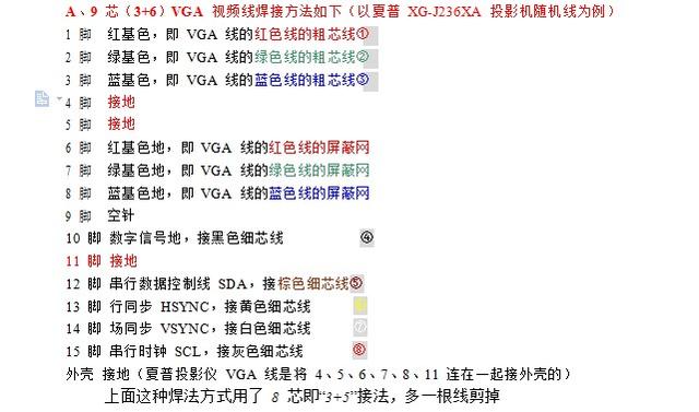 vga线怎么接，VGA线的焊接方法（VGA连接线接口定义及引线焊接教程）