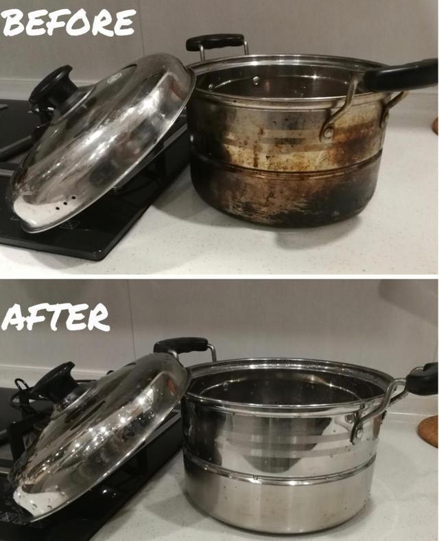 锅烧糊了上面黑的怎么去掉，清除锅底糊焦黑小窍门（不锈钢锅烧焦了）