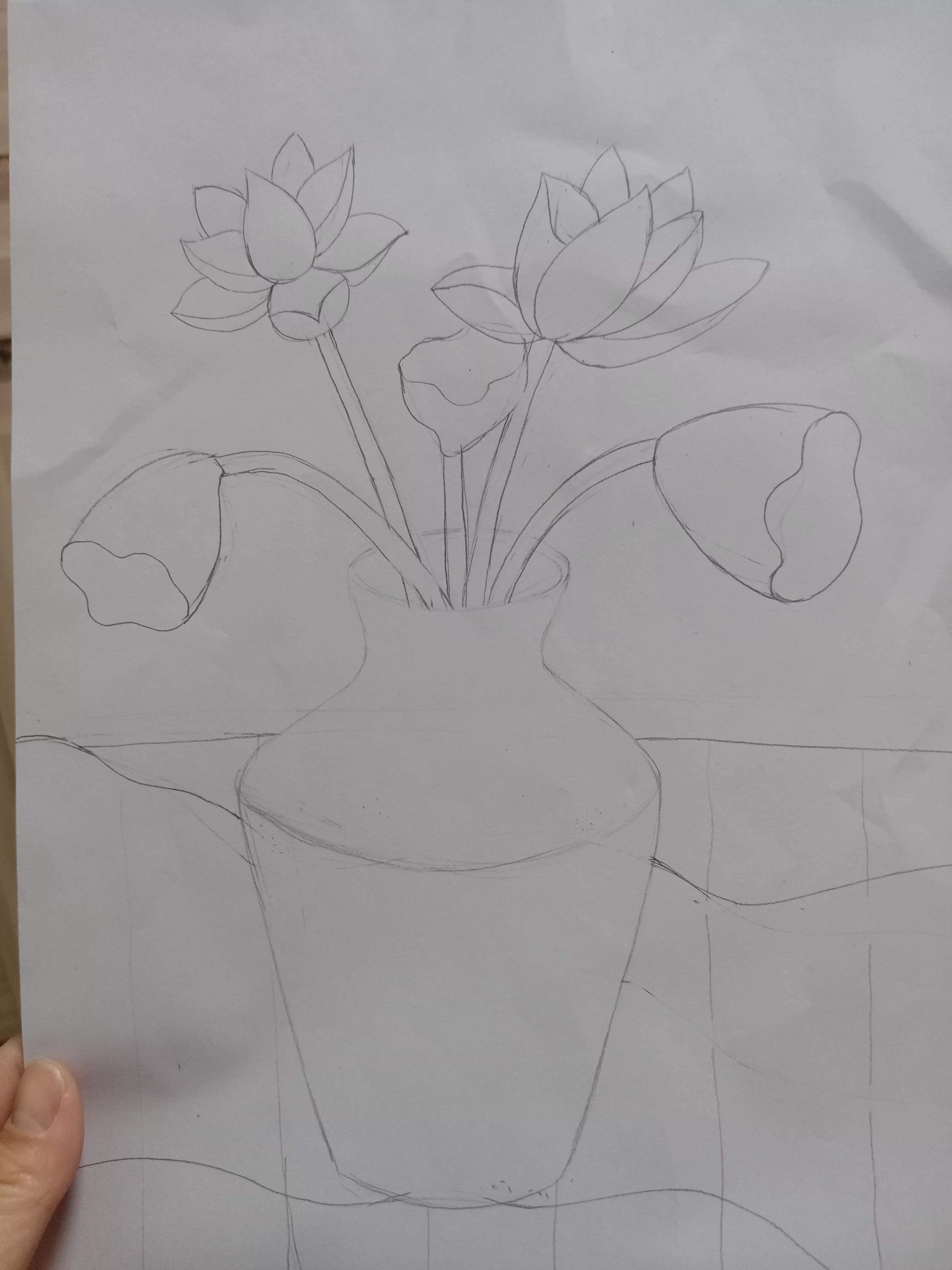 花瓶怎么画好看又简单，怎么画花瓶简笔画（多步骤详细解说线描画《花瓶和花》的画法）