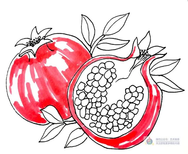 8一9岁适合学什么画，四五岁的孩子适合学什么画（综合创意画红彤彤的石榴）