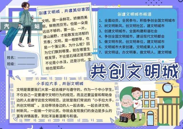 创建文明城市手抄报，创建全国文明城市手抄报怎么画（手抄报<创城>）