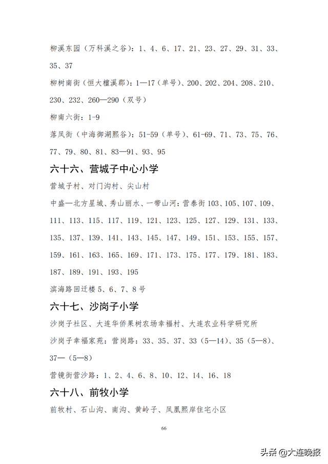 2022年大连甘井子区各所中学指标，甘井子区中小学学区划分