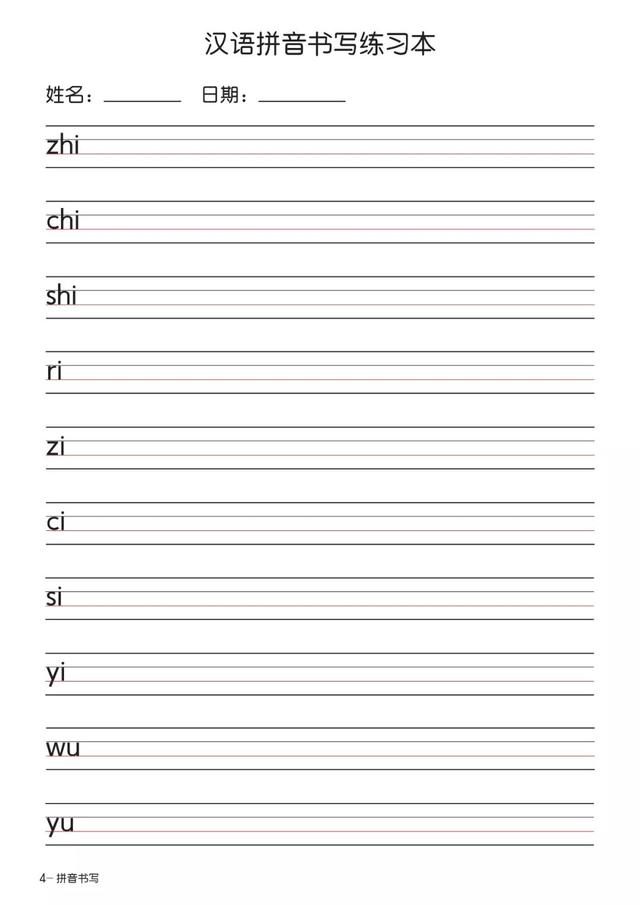 24个韵母表图片，韵母有多少个（小学一年级汉语拼音重点知识汇总+描红）