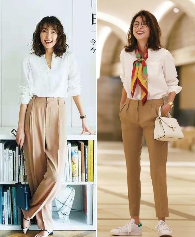 卡其色裤子配什么颜色上衣，卡其色裤子配什么颜色鞋子（用“卡其裤”打造优雅通勤风造型）