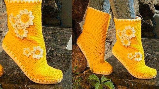 钩鞋子教程从头到尾纯色，像我这样手工钩编一双