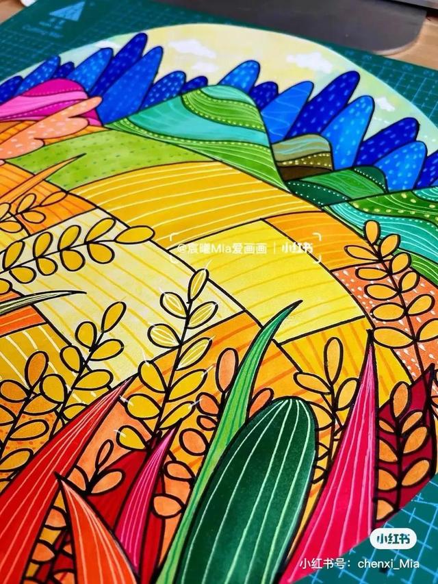 秋天最简单的画，简单秋天的简笔画方法（50张马克笔色彩丰富的秋天主题装饰画）