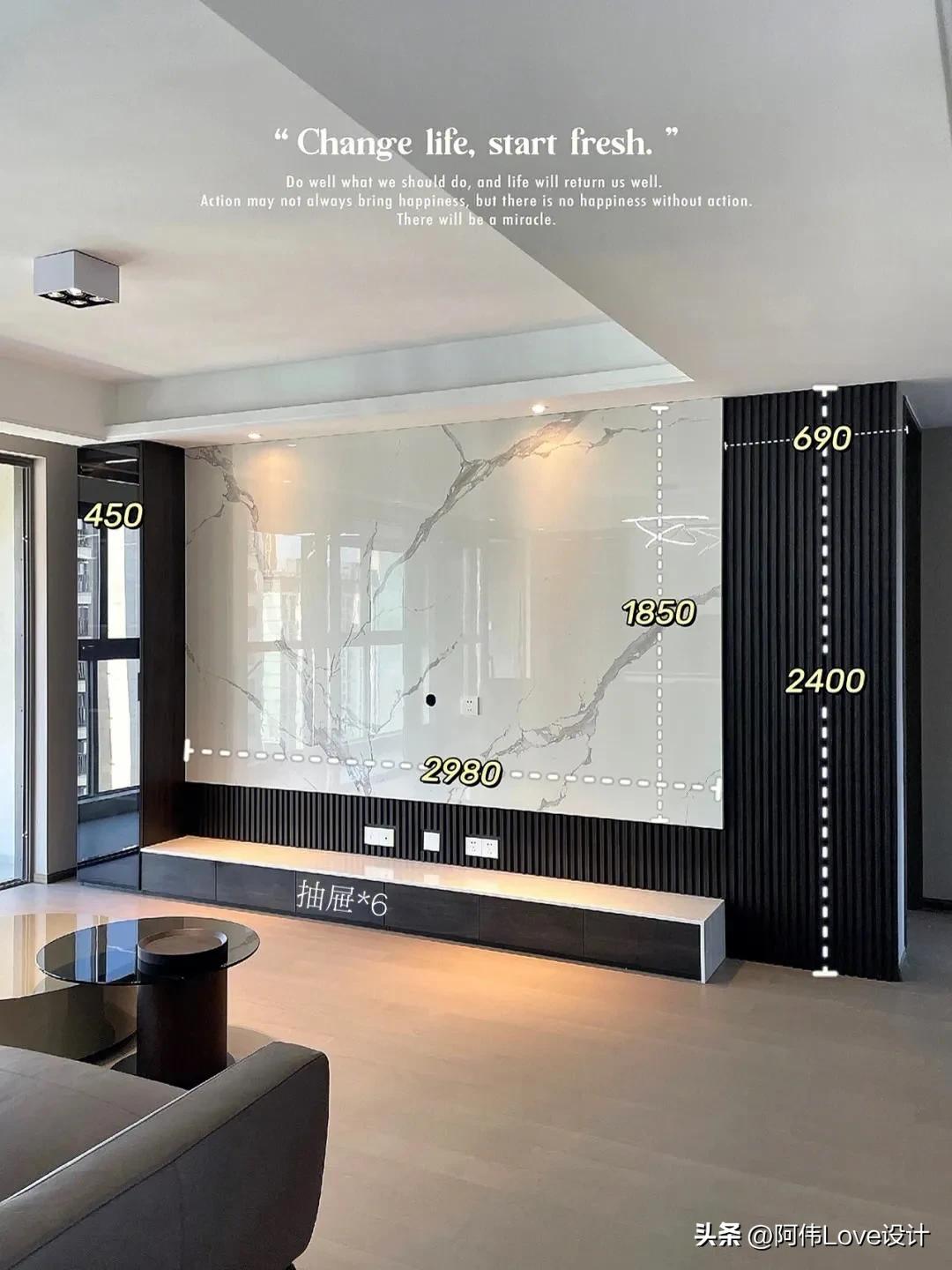 电视机标准尺寸一览表，电视机尺寸有哪些（30多款电视背景墙尺寸）