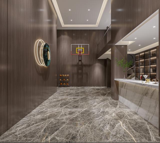 能打篮球的房间推荐，289m²现代轻奢风/地下室打造一个篮球空间/杭州别墅设计