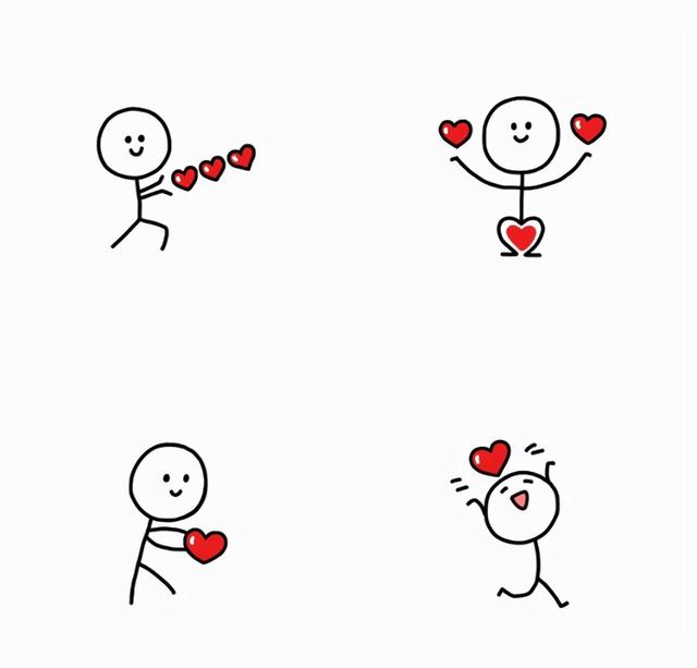 火柴人元素画法，火柴人的简单画法（小心心发射biubiubiu,火柴人表白简笔画模板）