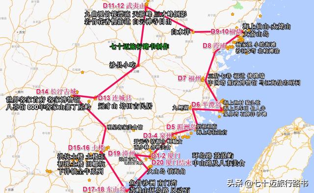 福建有哪些地方，福建景点有哪些地方（附：20天大环线自驾游路线）