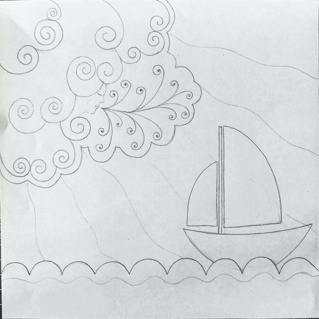 简笔画大海浪花的画法，简笔画大海浪花的画法视频（绘画教程‖黑白线描画《一帆风顺》）