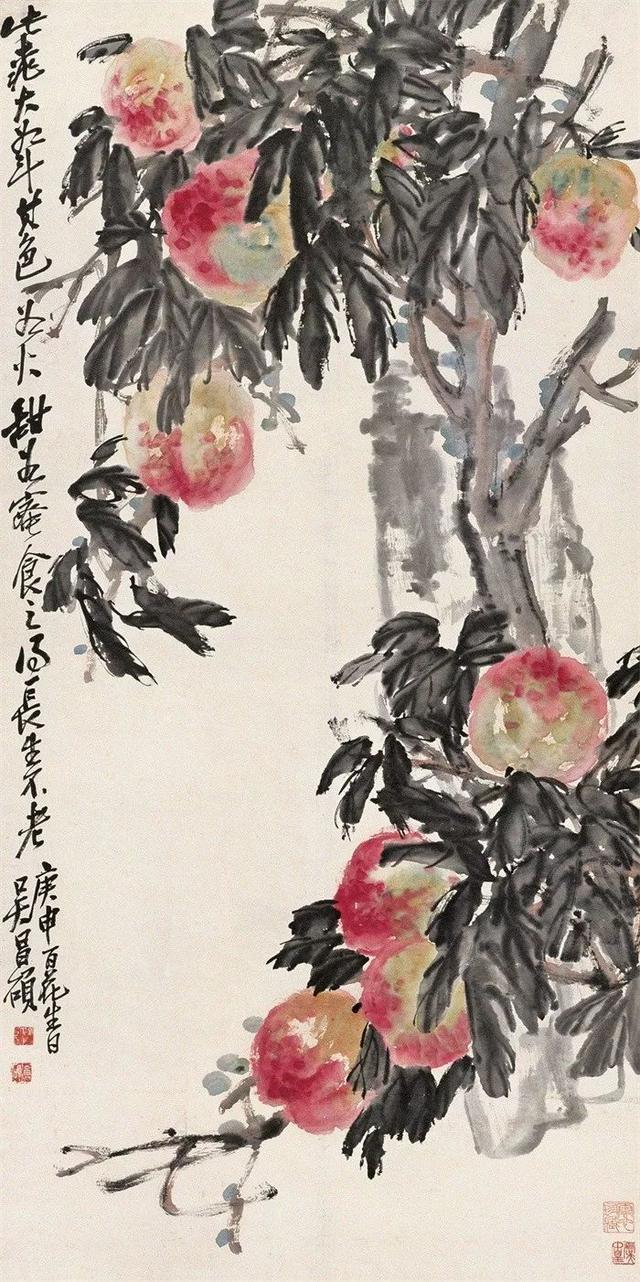 吴昌硕作品欣赏，吴昌硕晚年的花鸟册页欣赏（腕底风雷——吴昌硕书画200幅超高清合集）