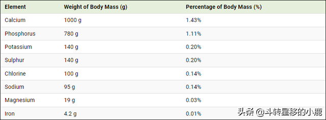 人体元素含量排名，人体含量最多的元素（人体的元素组成）