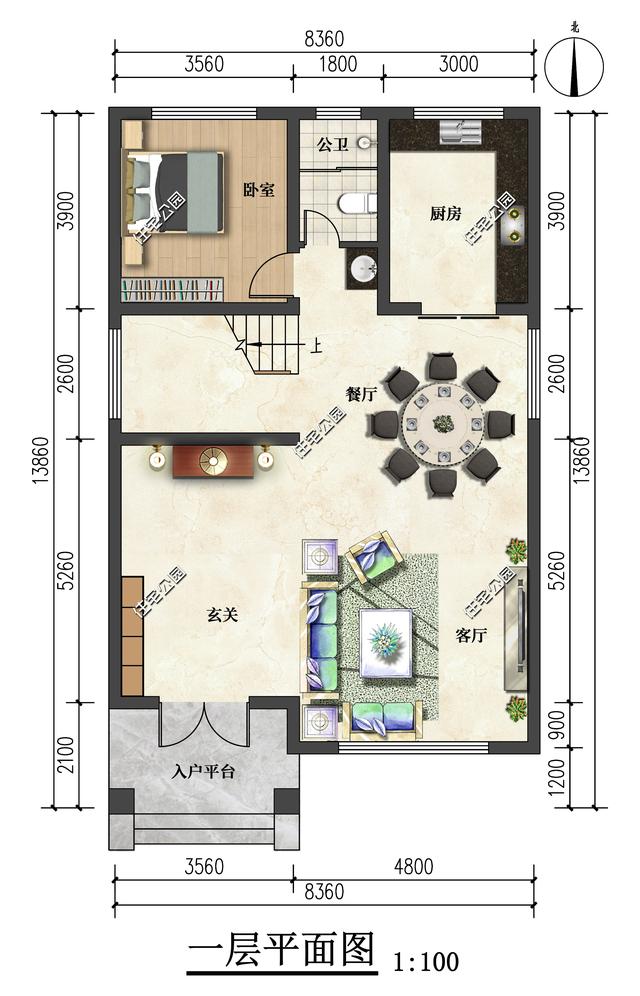 欧式别墅装修效果图，欧式别墅装修效果图_别墅装修技巧（小占地+挑空客厅+多套卫+大露台）