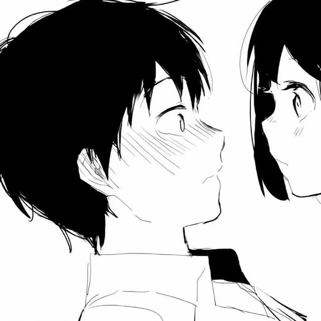 黑白日系情侣头像，日系黑白情头微信（超好看的动漫情侣黑白头像）