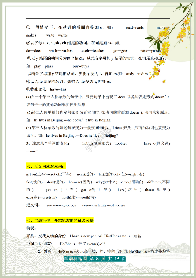 6年级上册英语句子摘抄，6年级上册英语句子摘抄人教版（六年级上册英语单词+短语+句型+范文）