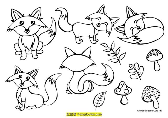 狐狸怎么画简单又漂亮，狐狸怎么画好看又霸气又简单（11张手绘森林中的小狐狸卡通儿童简笔画）