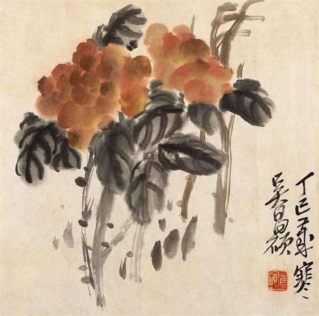 吴昌硕作品欣赏，吴昌硕晚年的花鸟册页欣赏（腕底风雷——吴昌硕书画200幅超高清合集）