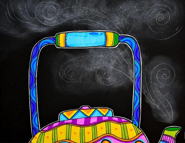 茶壶怎么画，cad茶壶怎么画（儿童画教程，色彩与线条的运用）