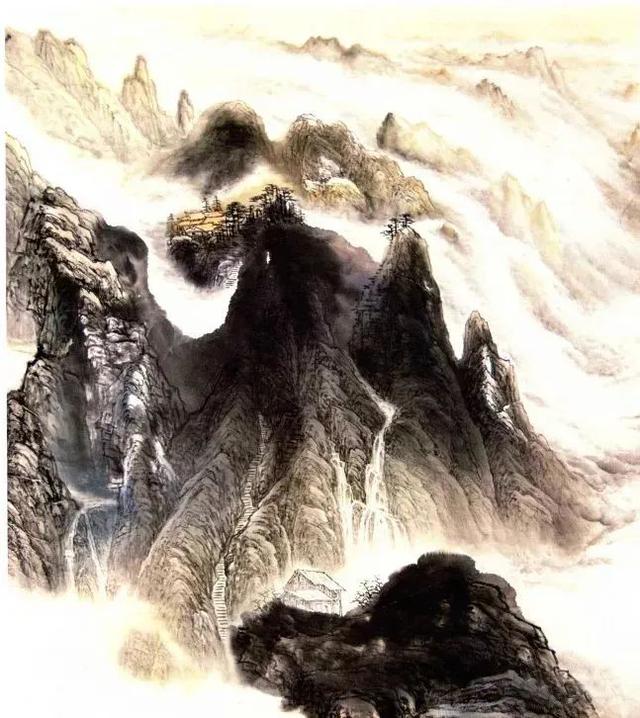 国画山的画法步骤，山水画的山的画法步骤（《山随白云去无际图》画法示范）