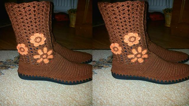 钩鞋子教程从头到尾纯色，像我这样手工钩编一双