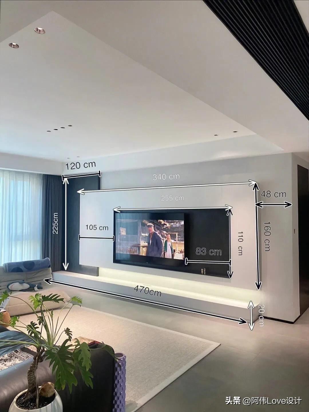 电视机标准尺寸一览表，电视机尺寸有哪些（30多款电视背景墙尺寸）