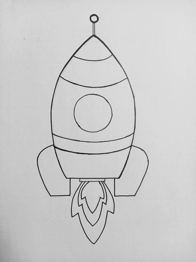 火箭画（火箭画法），科技火箭画创意简介50字（《小火箭》线描画绘画过程）
