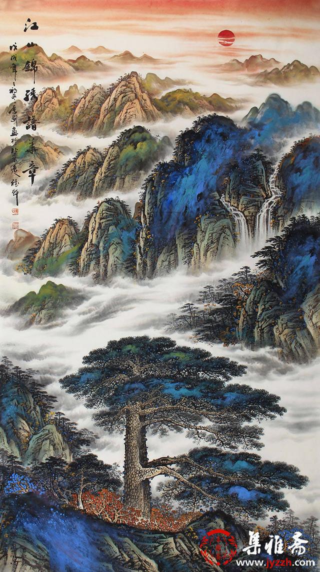 金色长城山水画，金色长城画的风水（陈厚刚山水画作品）