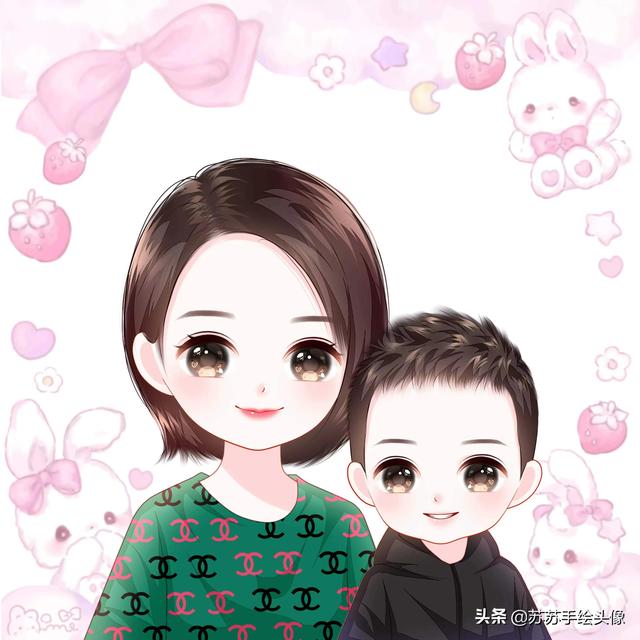 母亲节图片卡通，母亲节图片卡通人物（温馨幸福的亲子卡通头像）