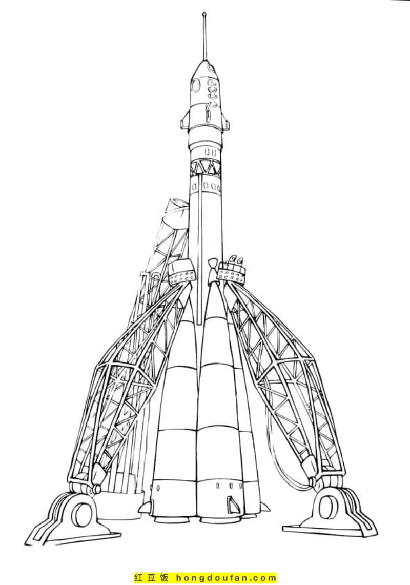 14张令人震撼的太空飞船火箭发射卡通涂色简笔画