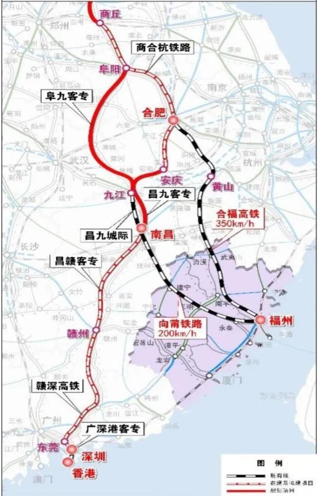 京九铁路最终走向，京九高铁阜阳至黄冈段
