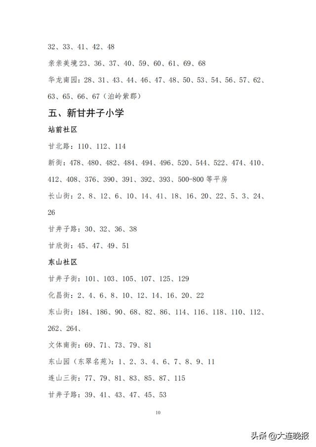 2022年大连甘井子区各所中学指标，甘井子区中小学学区划分