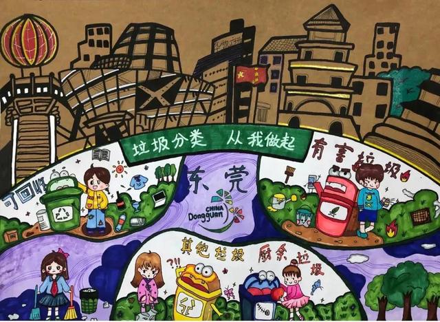 垃圾分类宣传画儿童画，垃圾分类宣传绘画简单（2022最新垃圾分类手抄报+环保儿童画）
